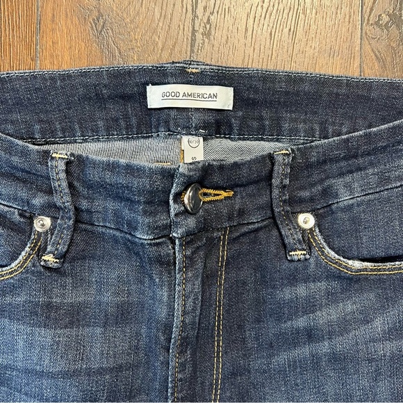 Good American Dark Wash Good Legs Distressed Raw Edge Hem Jeans SZ 30/10 - Picture 5 of 7